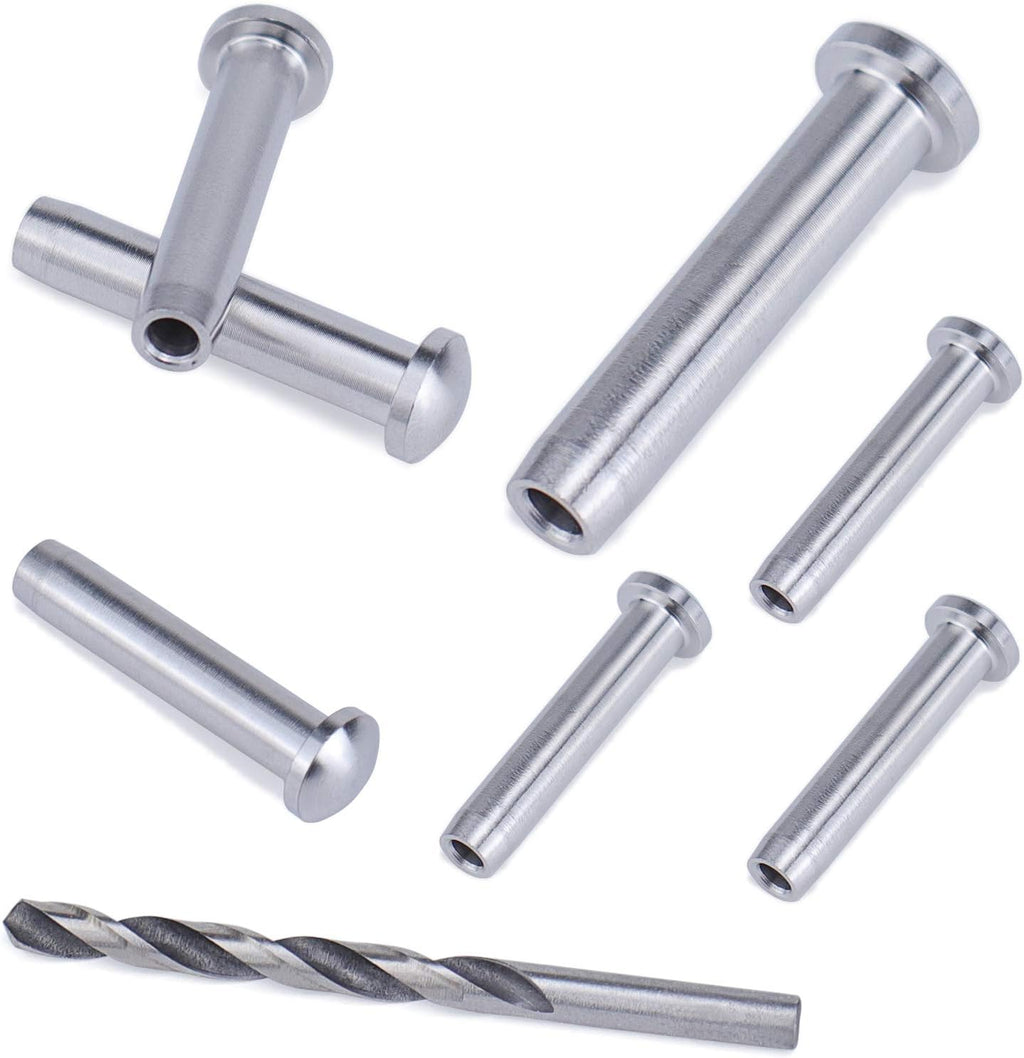 Muzata 40Pack 1/8 Stemball Swage Dead End Invisible Cable Railing Kit Hardware Terminal Round Head T316 Stainless Steel for Wood Stair Deck WoodHidden System CB12,CV1 CV2 Pack of 2