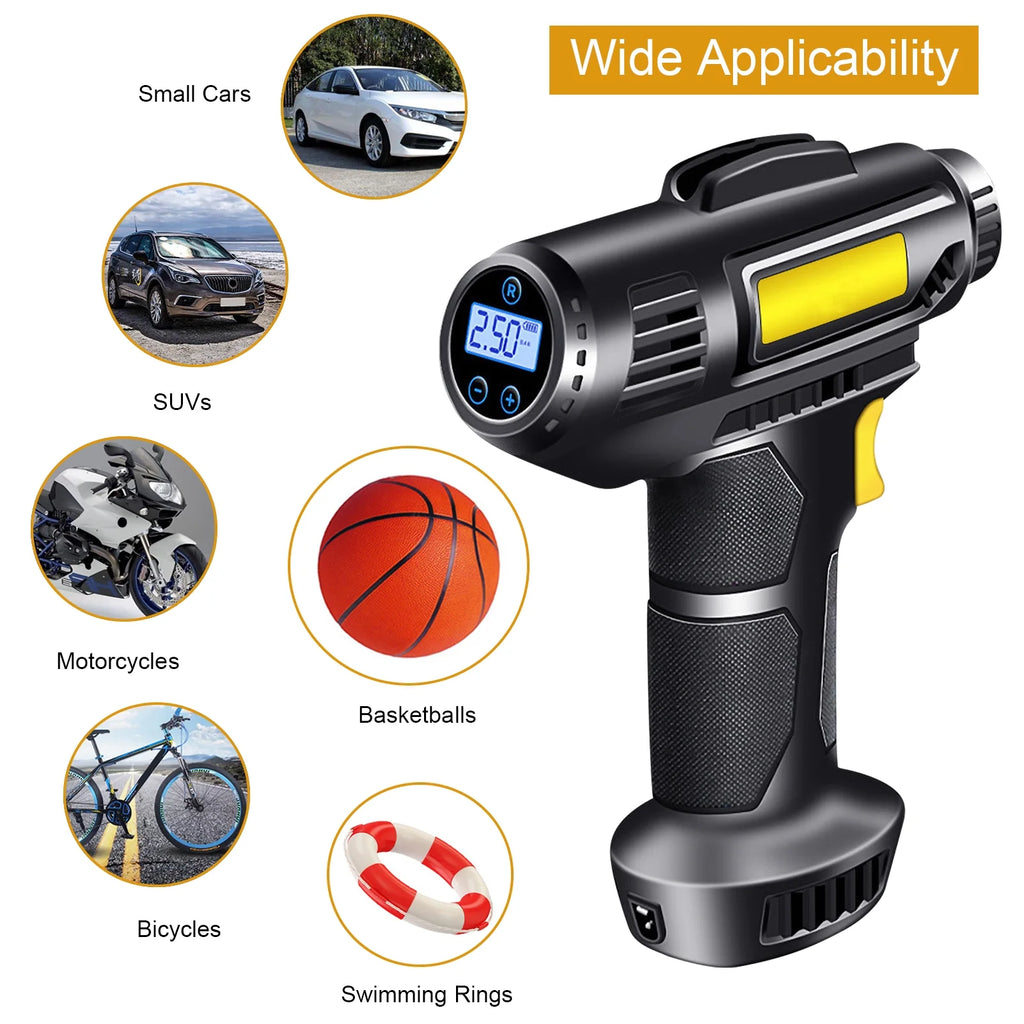 Tire Inflator Cordless Handheld Pump Rechargeable Air Compressor Digital Display A7k