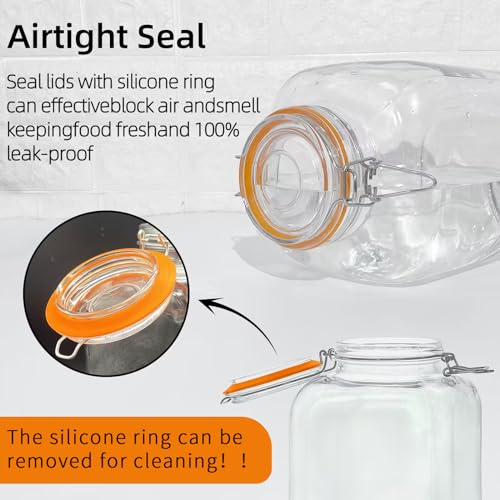 128oz Glass Jar with Airtight Lids, Wide Mouth, 6 Labels T7k