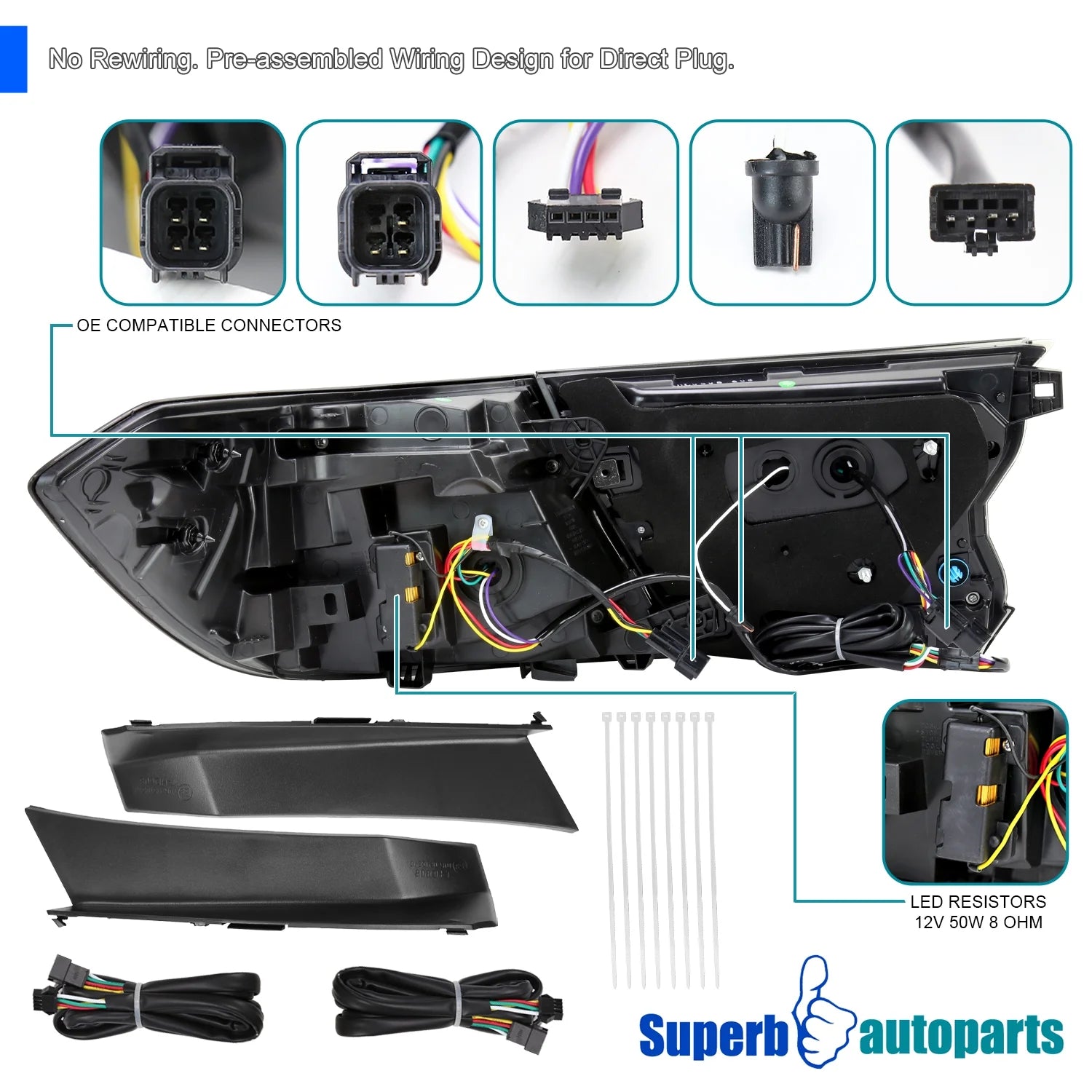 Sedan LED Tail Lights Sequential Signal Smoked Lens A7