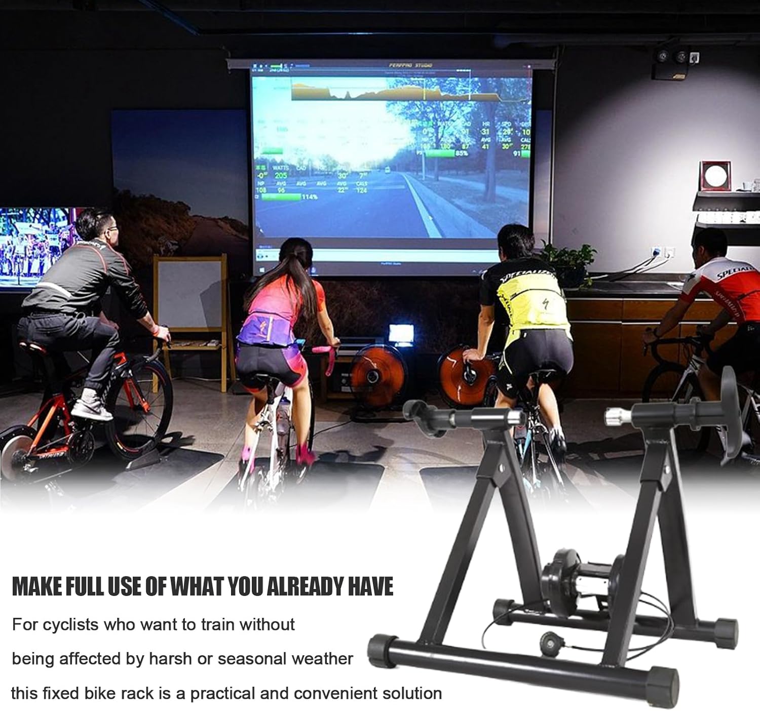 Bike Trainer Stand Indoor Riding Magnetic Silent Portable Folding Black k7