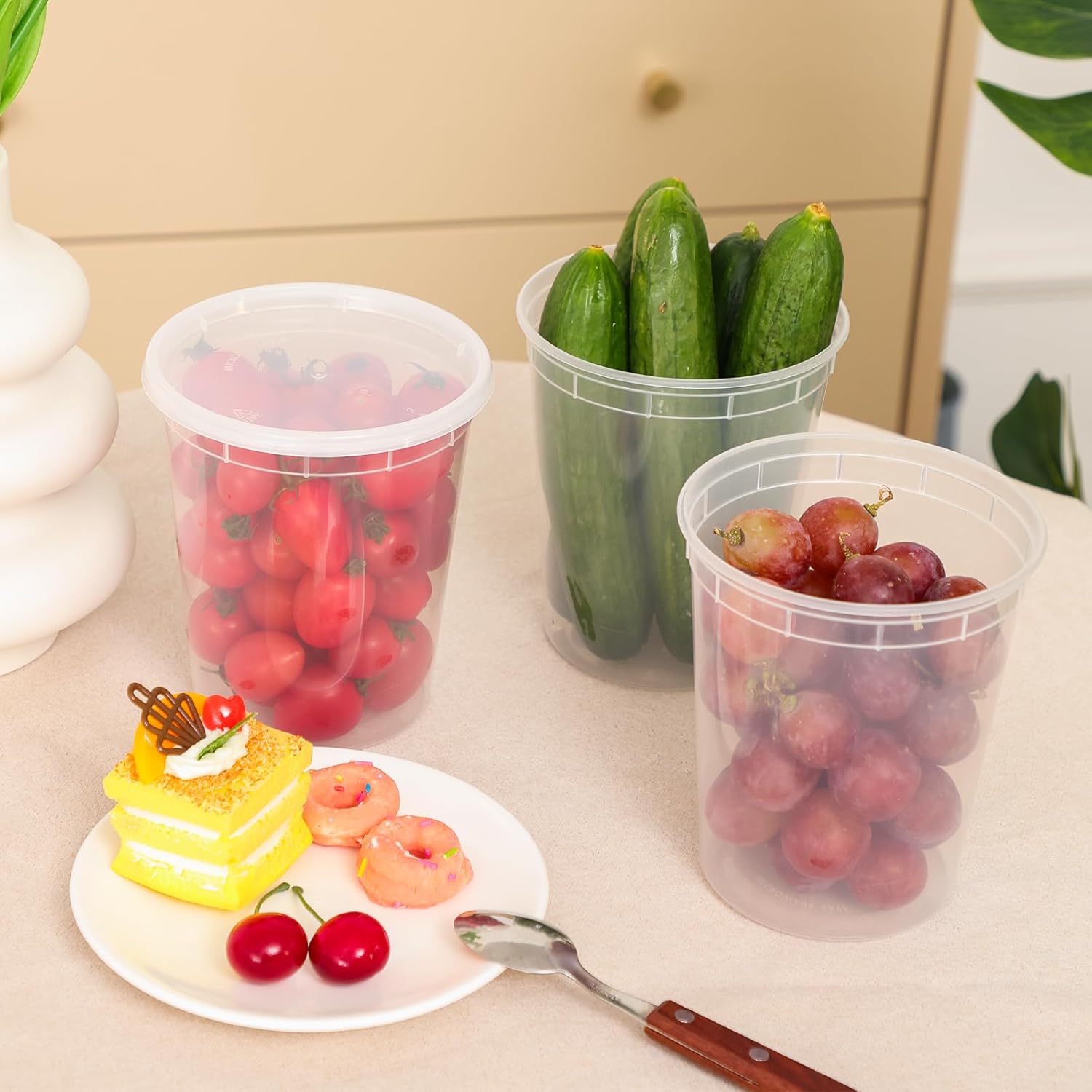 Soup Containers with Lids 60 Sets, Microwaveable Airtight q7