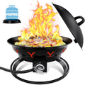 Portable Propane Fire Pit for Camping - Outdoor Gas Firepit for Outside Patio Small Campfire Pits with Lid Round Fireplace