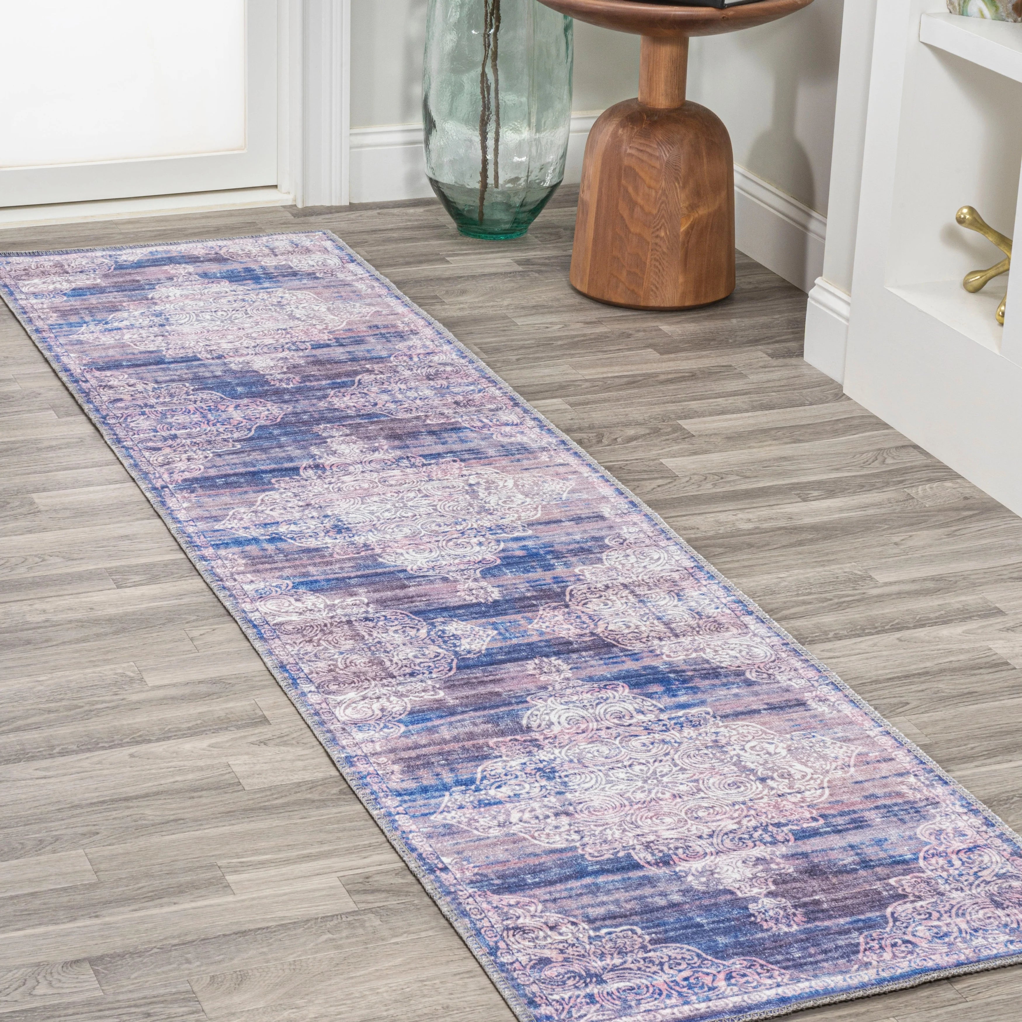 Bohemian Medallion Machine Washable Area Rug 2x8 a7