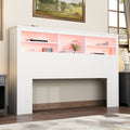 65"W Timechee Wooden Bookcase Headboard With Light No-Outlet