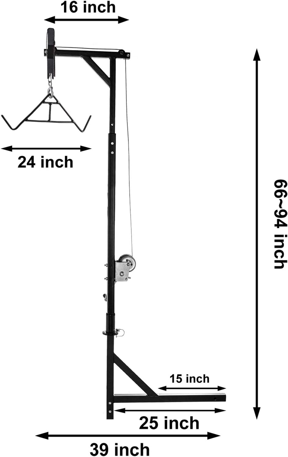 Deer Hoist for Truck Hitch, 400lbs Capacity, 2'' Receiver with Winch Lift A7k