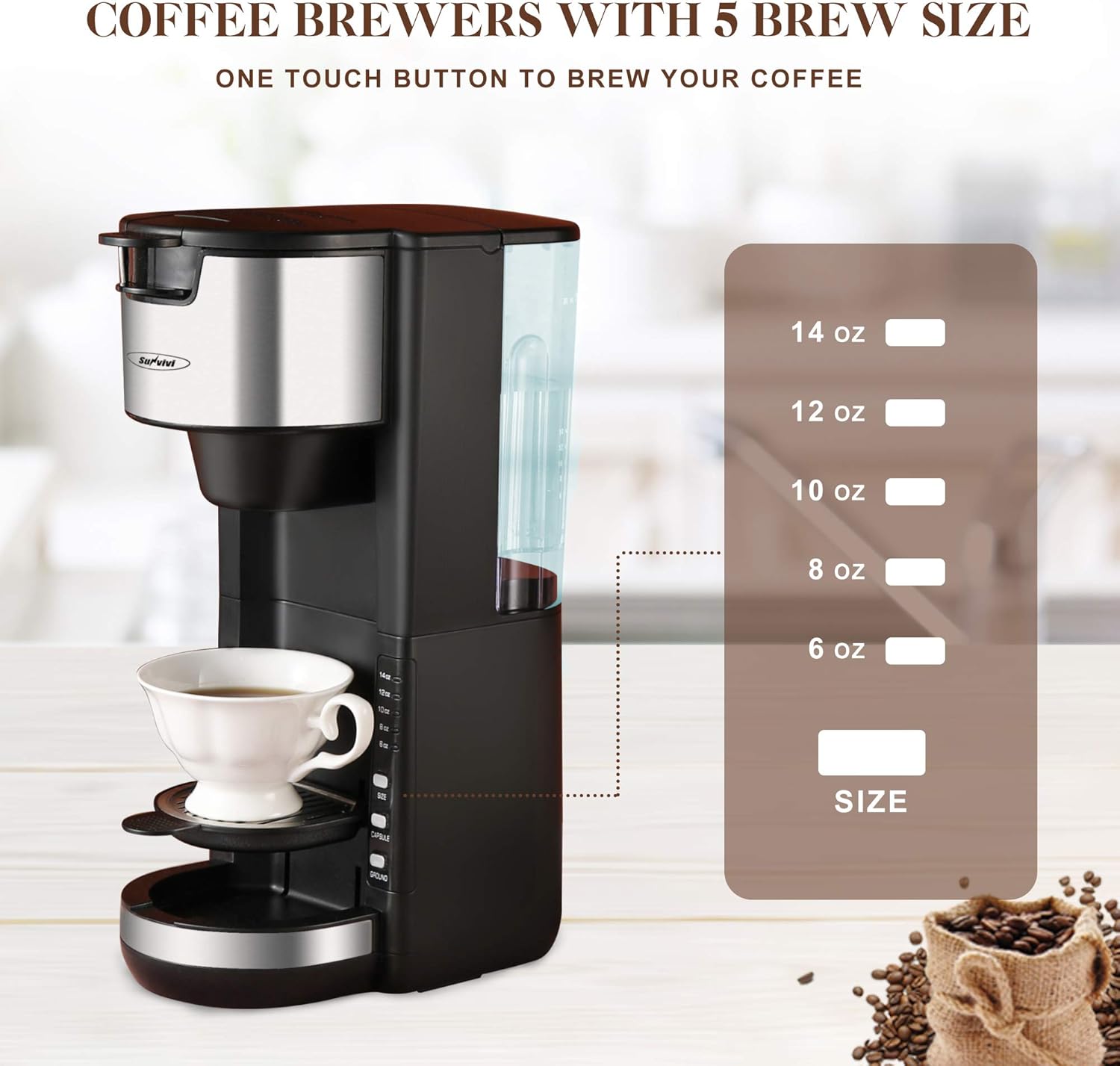 Coffee Maker for K Cup Single Serve with Adjustable Drip Tray a7