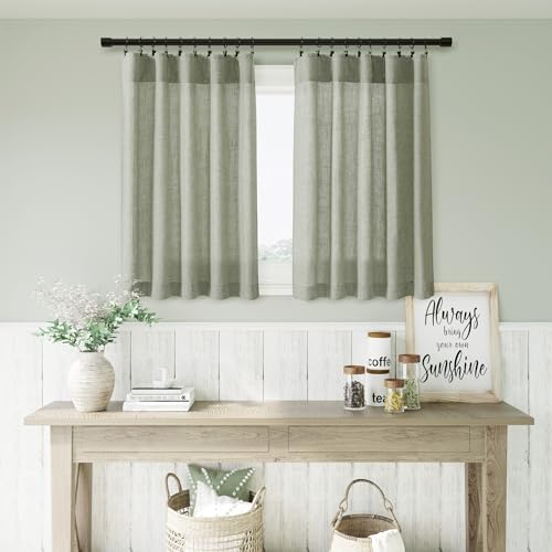 Beige Cafe Tier Curtains 36 Inch Semi Sheer Light Filtering 2 Panels a7