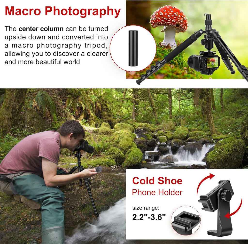 Camera Tripod Stand 81in Heavy Duty for DSLR Telescope Black k7