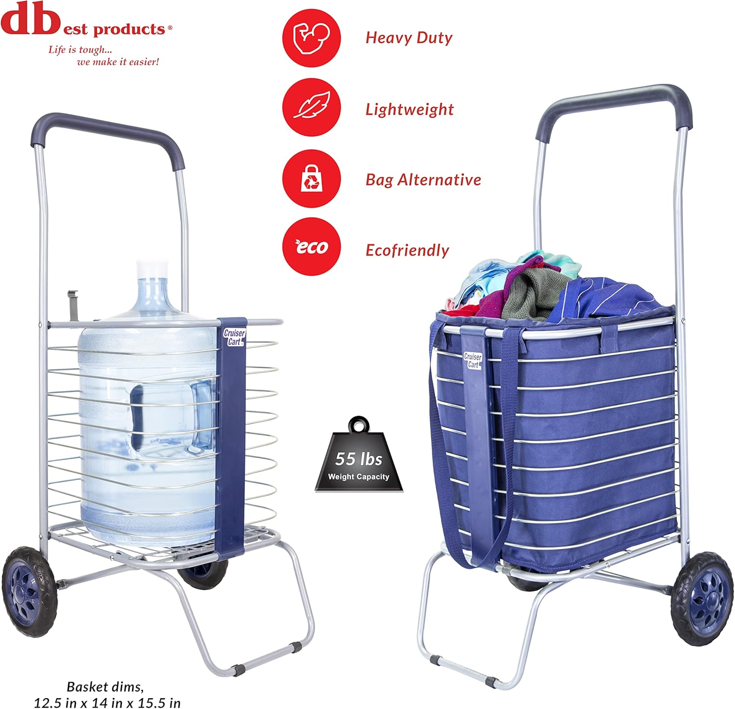 Cruiser Cart with Bag Bundle Rolling Folding Laundry Basket on Wheels A7