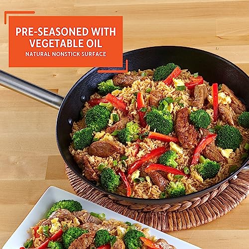 Cast Iron Wok Pre-Seasoned Non-Stick 14 Inch 7k