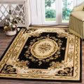 SAFAVIEH Lyndhurst Collection Area Rug - 5'3" x 7'6", Black & Ivory, Traditional European Medallion Design, Non-Shedding & Easy Care, Ideal for High Traffic Areas in Living Room, Bedroom (LNH218A)