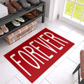 Indoor Door Mat Valentine's Day Forever Texts Non Slip Front Door Welcome Rugs, White Quote on Red Floor Entrance Doormats for Kitchen Bathroom Living Room Entryway
