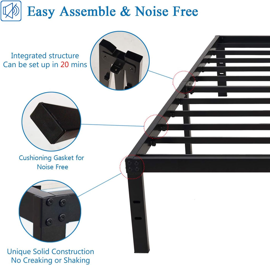 Metal Platform Bed Frame with Steel Slat Support k7m