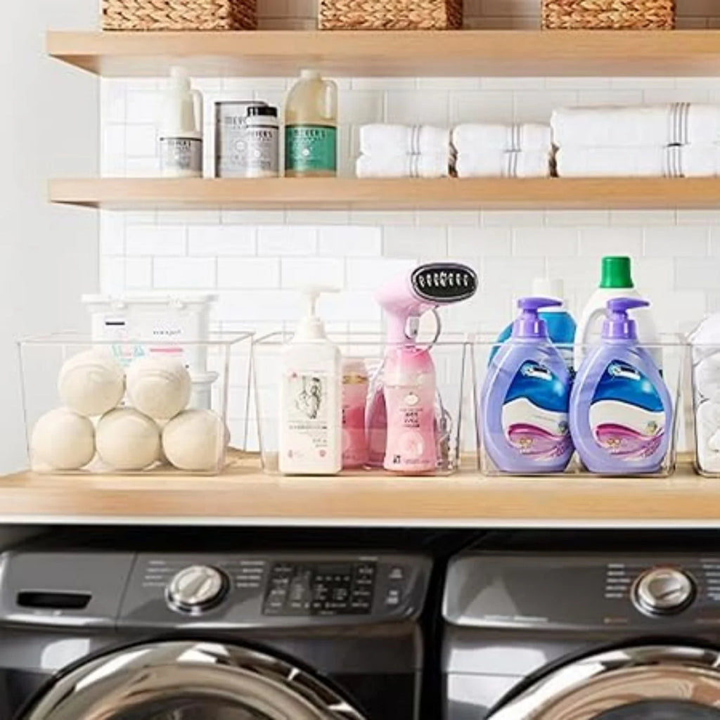 Clear Plastic Storage Bins with Handles 4 Pack A7