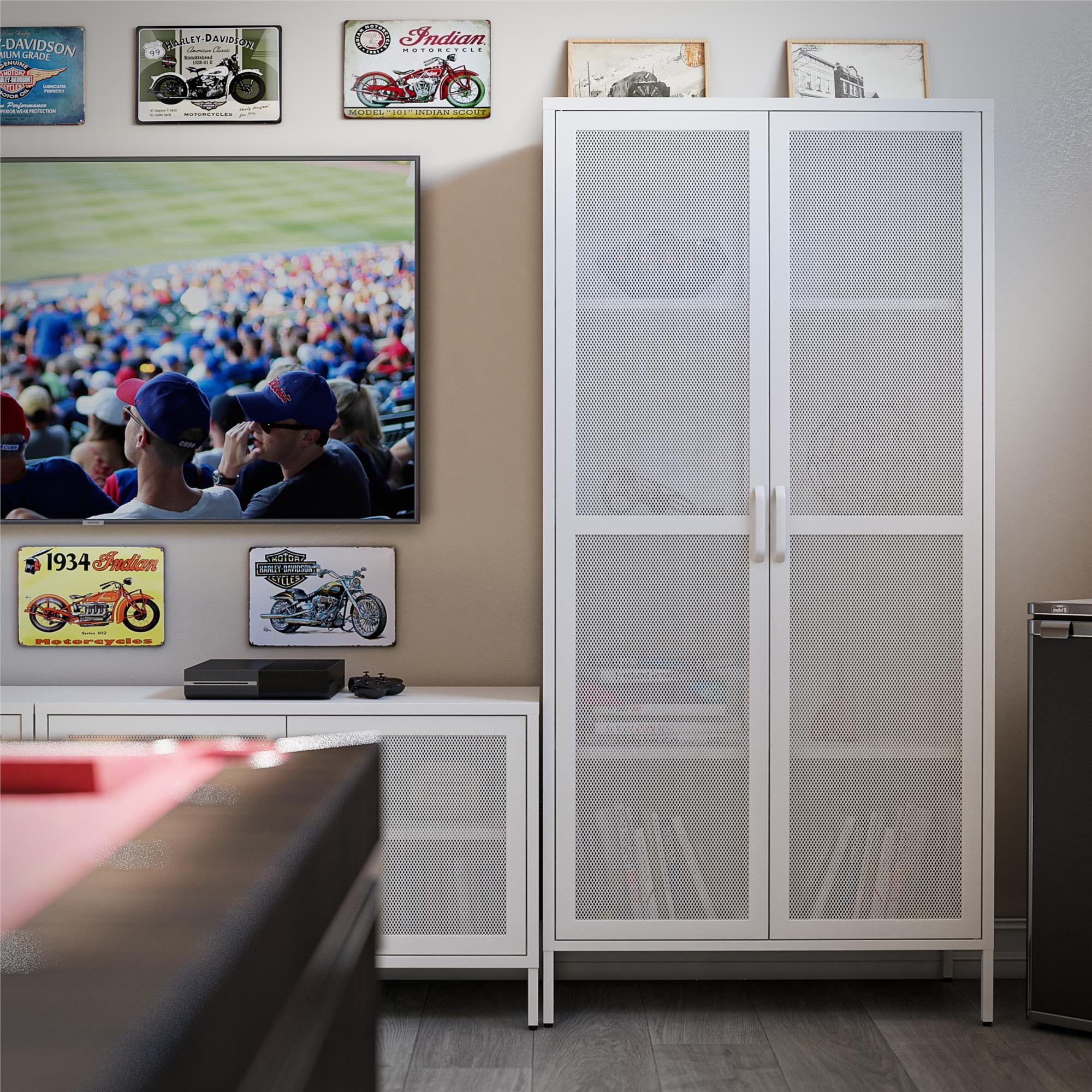 Metal Locker Storage Cabinet with Mesh Doors a7