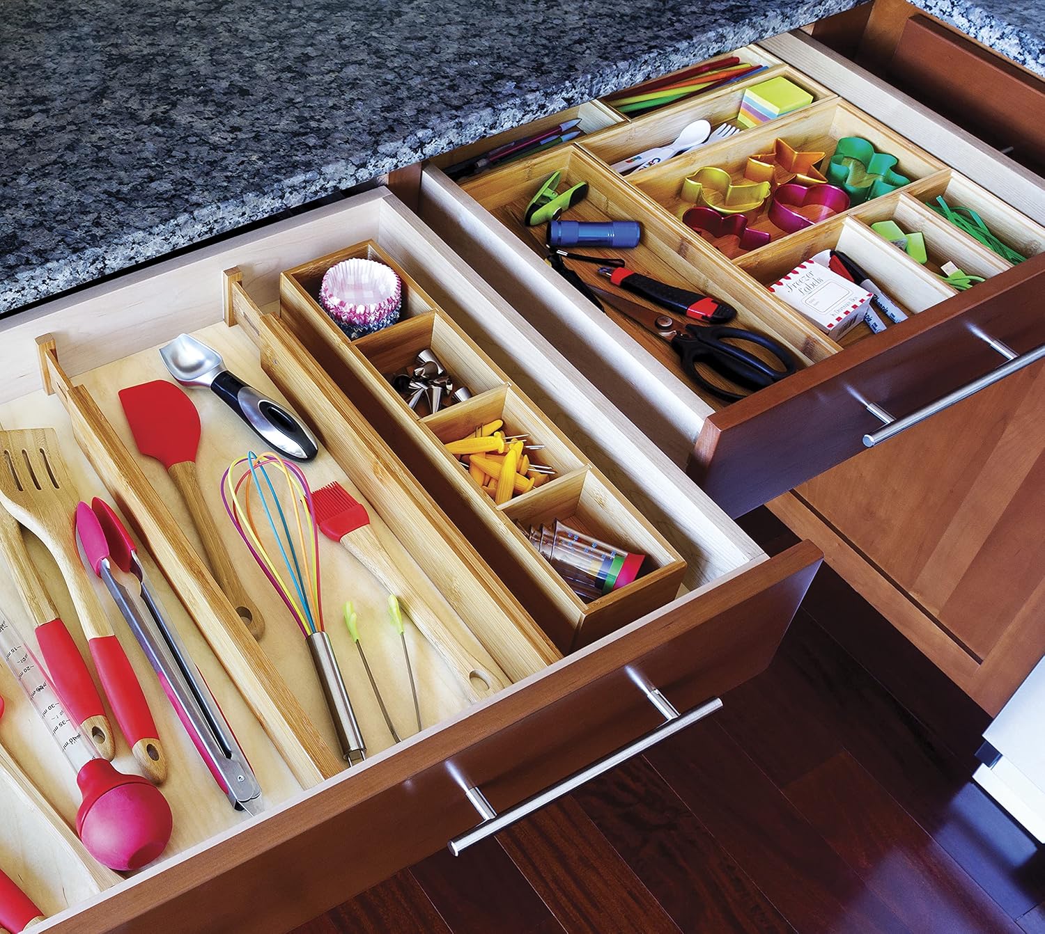 Bamboo Drawer Organizer with Removable Dividers 4-Section A7