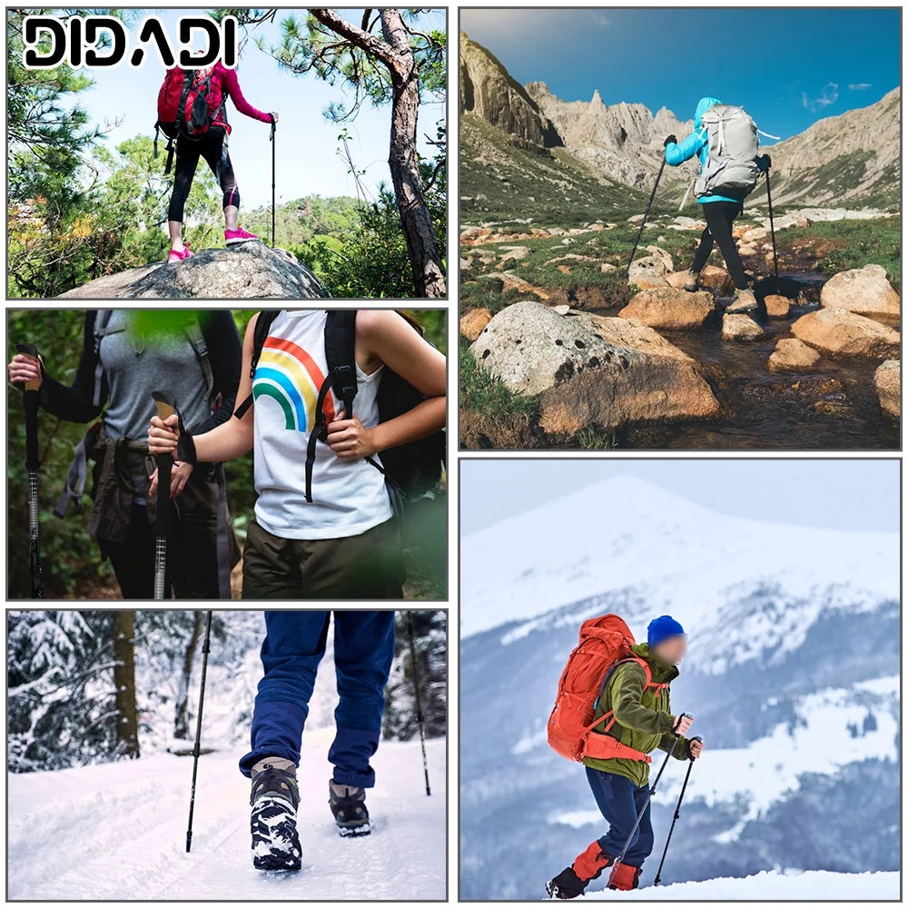 Carbon Fiber Hiking Poles Anti-Shock Quick Lock Lightweight Adjustable Trekking Sticks A7