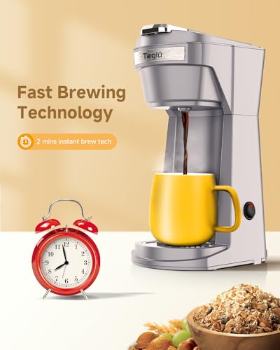 Single Serve Coffee Maker for K Cup & Ground Coffee, 14 oz, Gray 7k