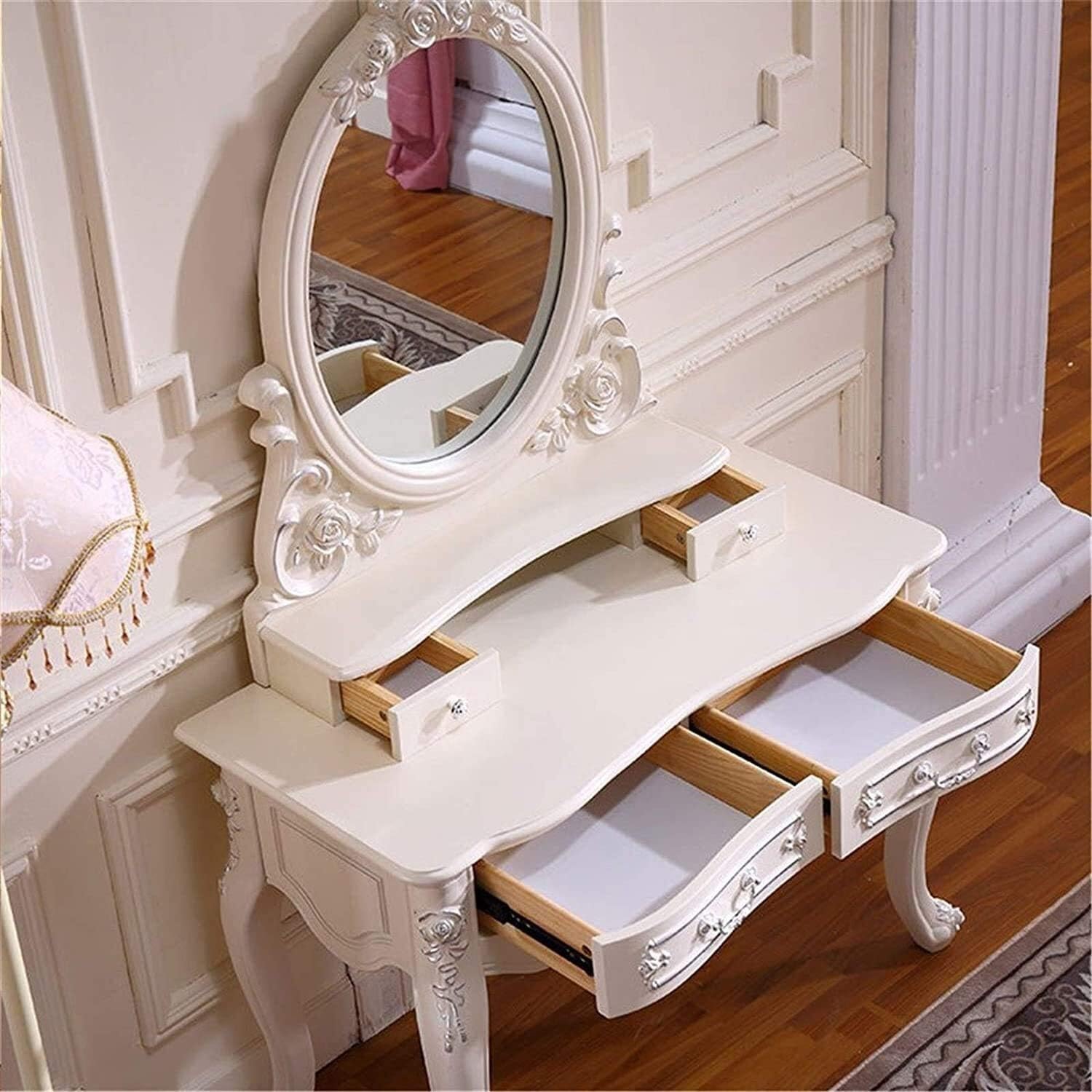 Dressing Vanity Table with Stool for Bedroom Solid Wood A7