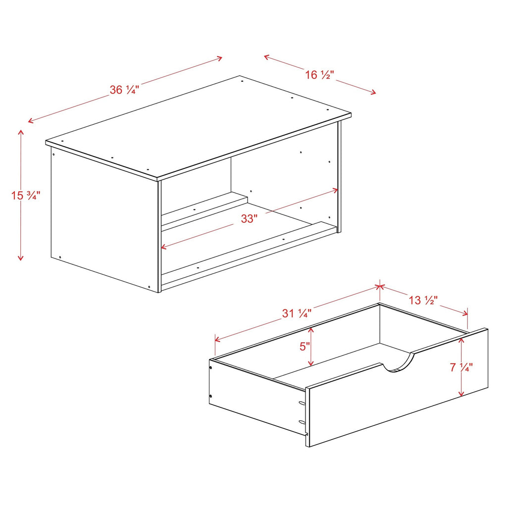 Solid Wood 2-Drawer Internal Chest Grey a7
