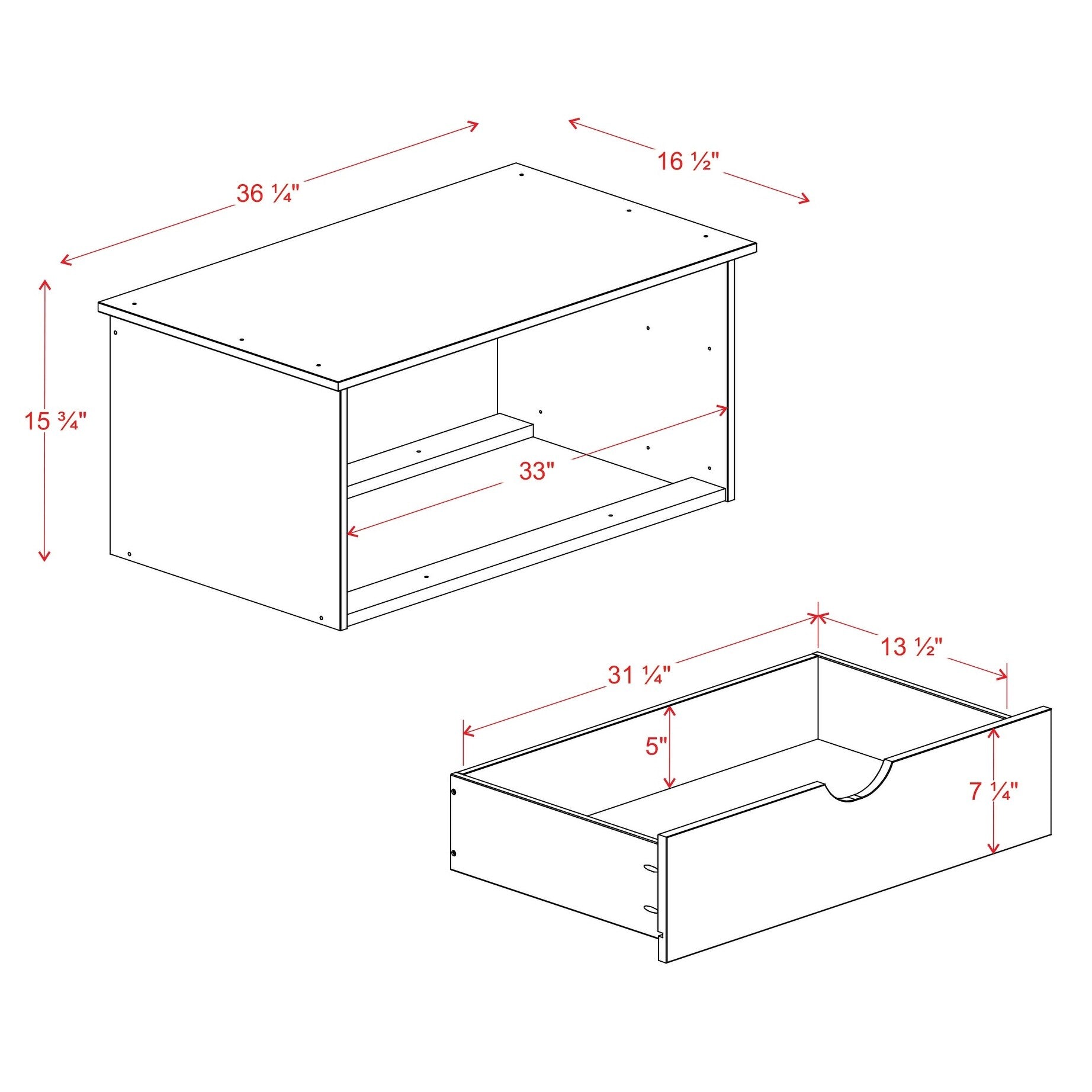 Solid Wood 2-Drawer Internal Chest Grey a7
