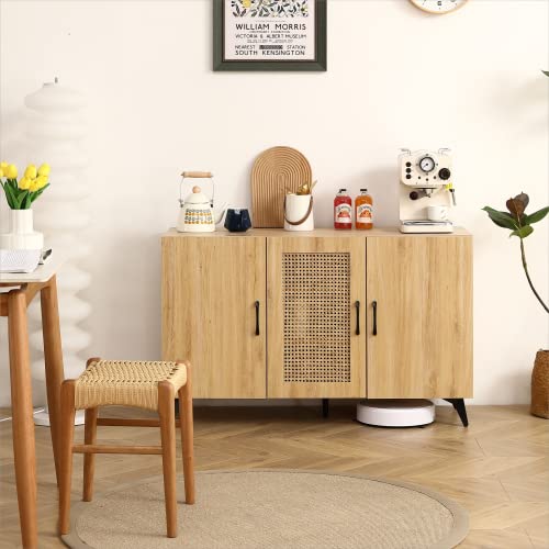 Spacious Sideboard Buffet Cabinet with Rattan Doors a7