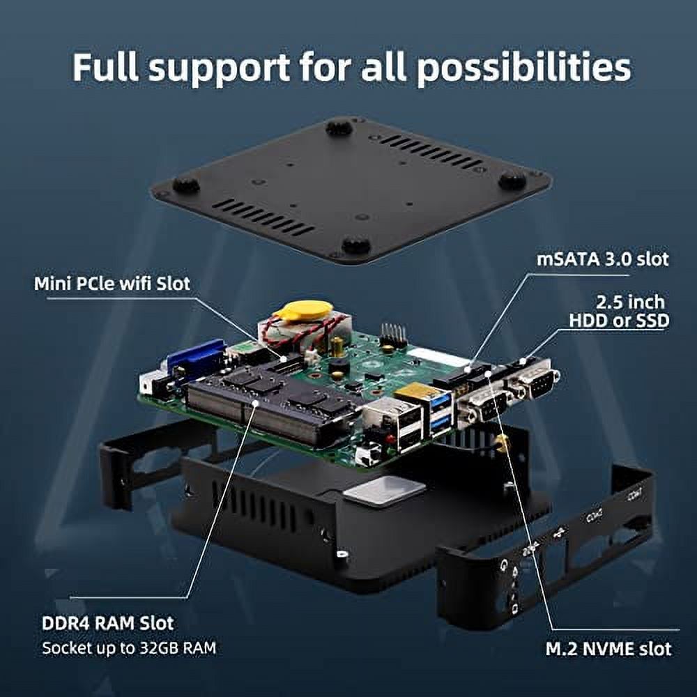 Mini PC Celeron J4125 32GB RAM 512GB SSD 4K Dual LAN Fanless a7