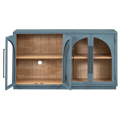 Black Sideboard Cabinet with 4 Glass Doors A7k