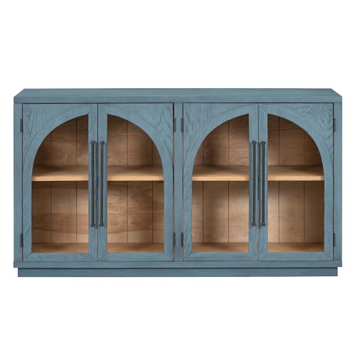 Black Sideboard Cabinet with 4 Glass Doors A7k