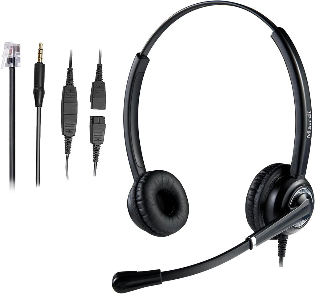 Office Headset with RJ9 & 3.5mm Connector, Noise Cancelling Mic for Call Centers k7