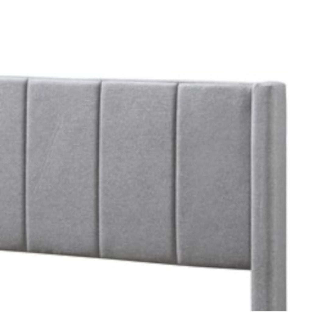 King Size Tufted Wingback Platform Bed Grey Linen k7