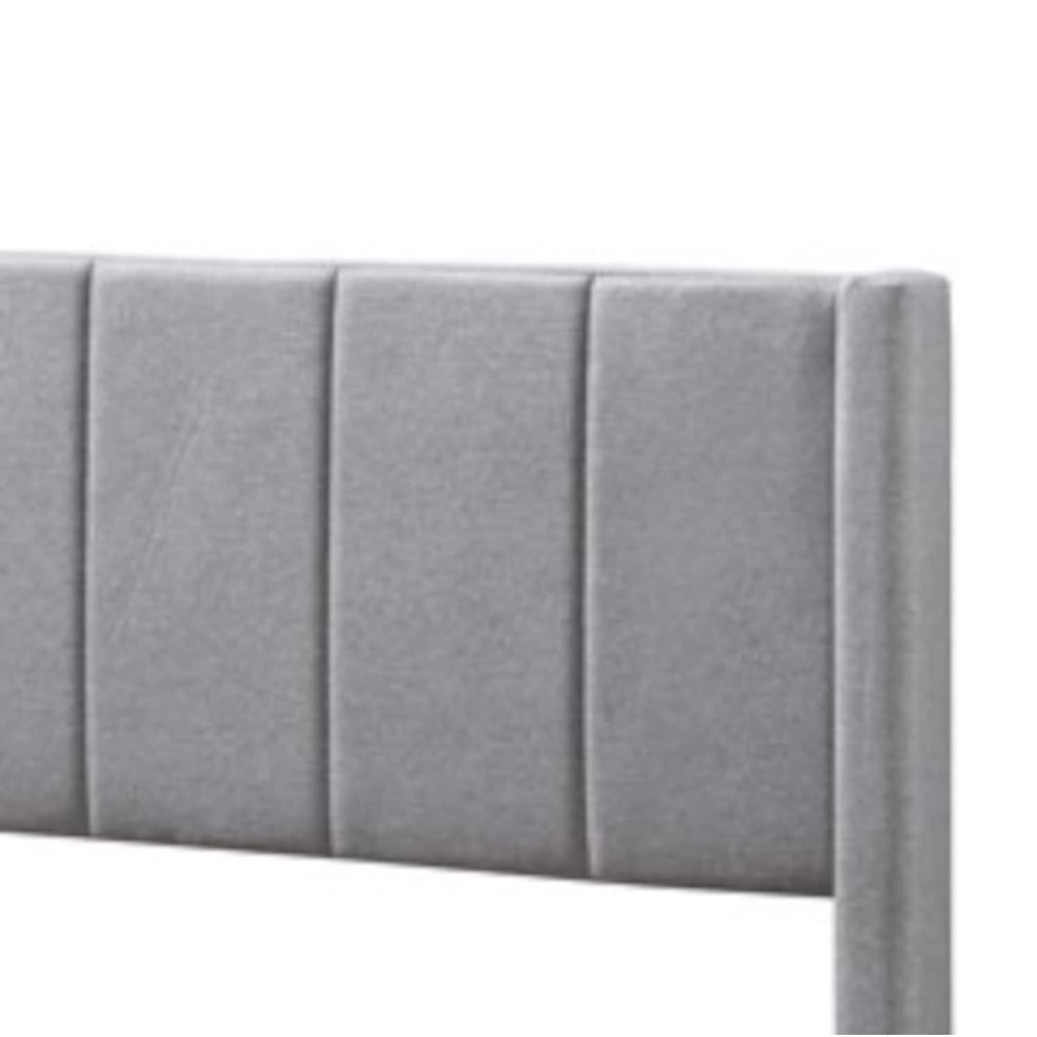 King Size Tufted Wingback Platform Bed Grey Linen k7