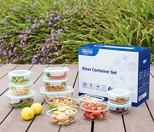 Glass Food Storage Containers 24 Piece Airtight Meal Prep Bento Boxes BPA Free Leak Proof White k7