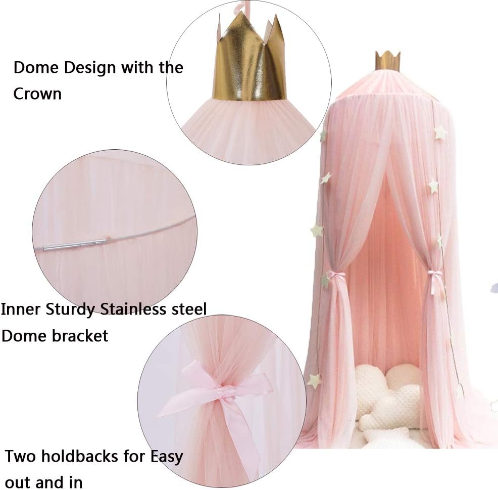 Bed Canopy Round Lace Mosquito Net Play Tent Hanging Decoration Pink Small k7