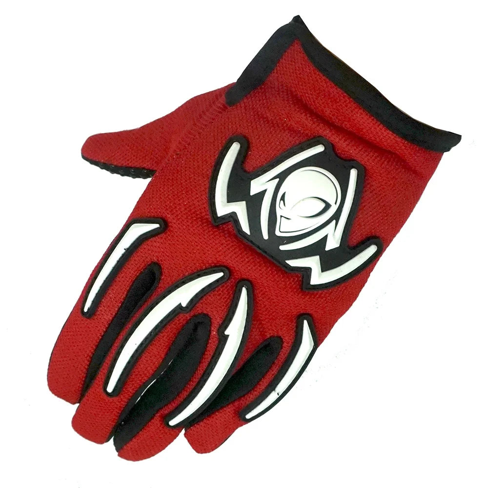 Kids Motorcycle Full Face Helmet Red Glove Bundle k7