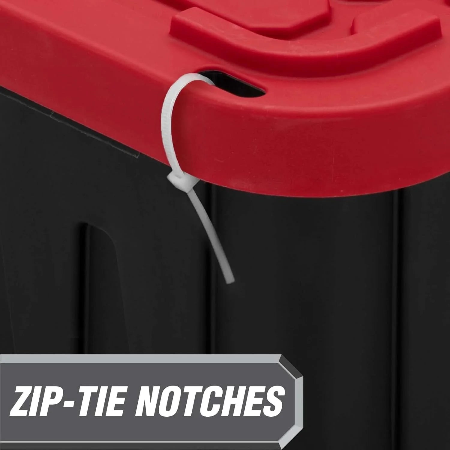 27 Gallon Plastic Storage Bin with Snap-On Lid Black Red a7
