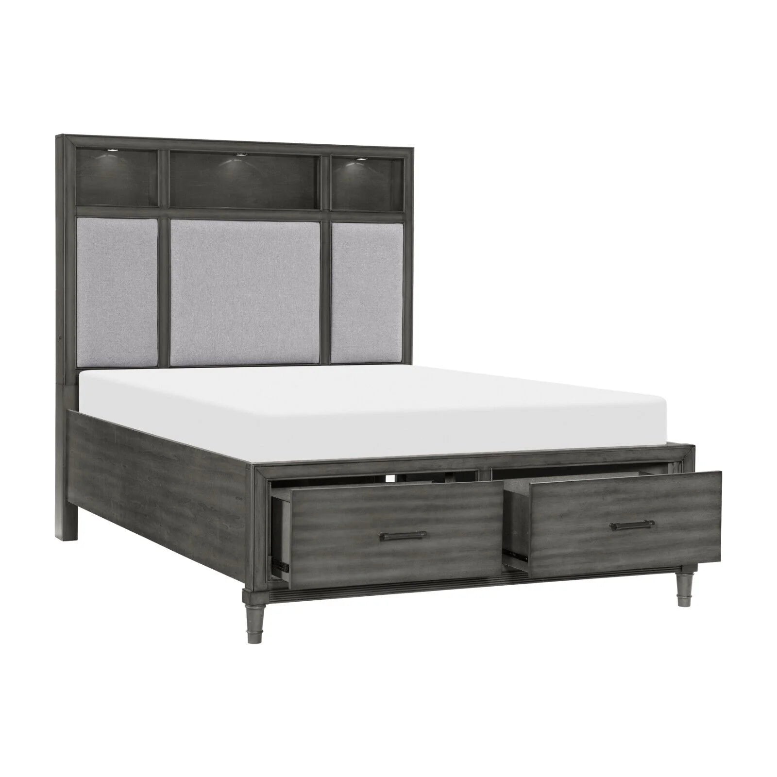 Platform Bed Queen with Storage USB Ports LED Headboard A7