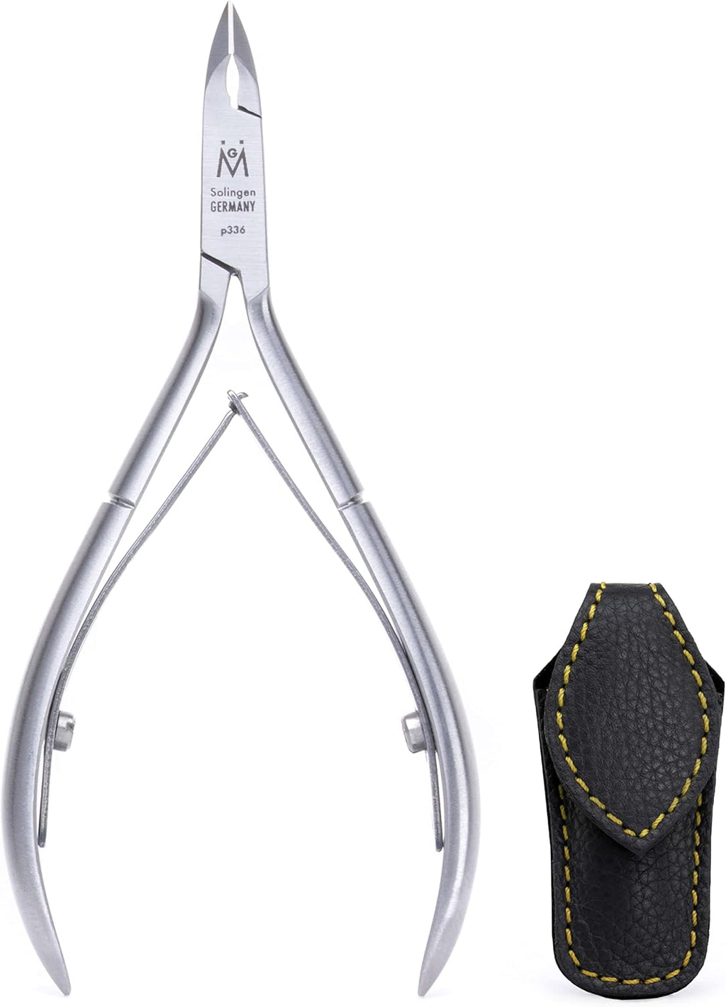 GERMANIKURE Luxury Cuticle Nipper in Leather Case, Double Sharpened, Ethically Made in Solingen Germany