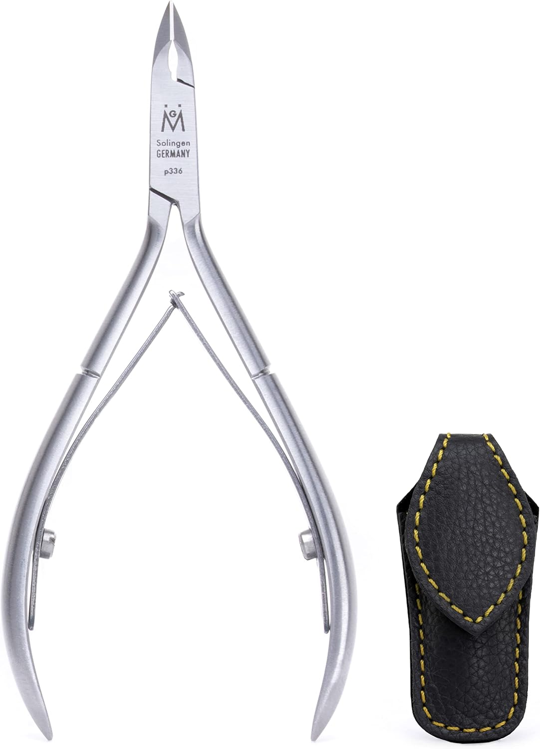 GERMANIKURE Luxury Cuticle Nipper in Leather Case, Double Sharpened, Ethically Made in Solingen Germany