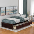 Storage Bed With 3 Drawers, Wood Platform Bed Frame With Storage Drawers, Bed Frame With Wood Slat Support, o Box Sprig eeded,Cherry