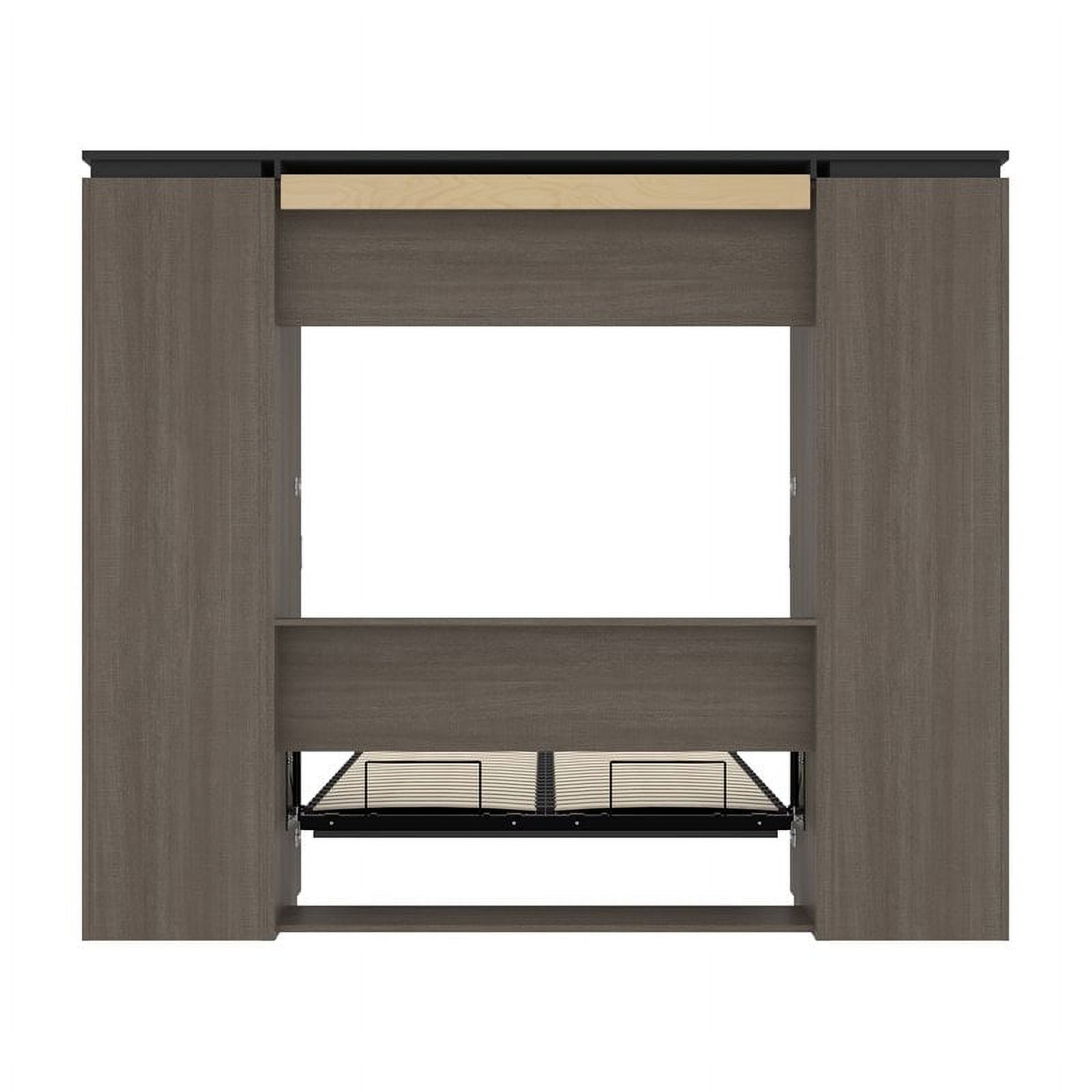 Full Murphy Bed with 2 Bookcases and Drawers, Bark Gray k7