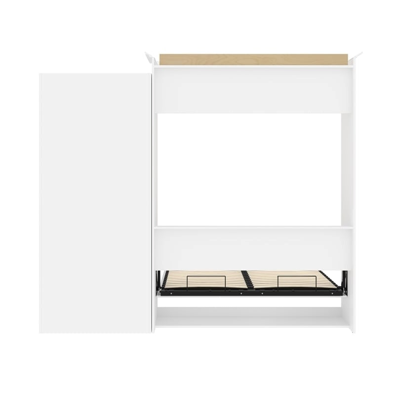 Wood Queen Murphy Bed with Drawers White k7