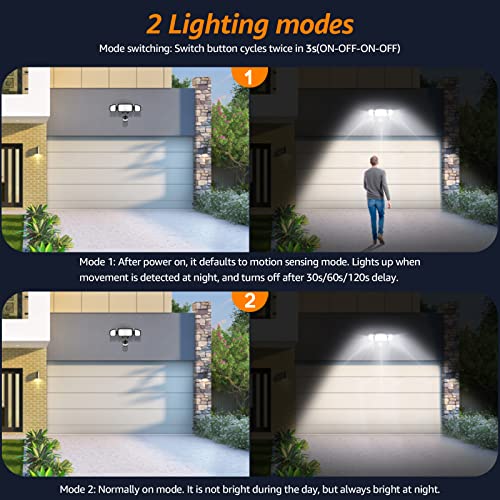 2pack LED Motion Sensor Outdoor Lights 38W 4200LM IP65 Black k7