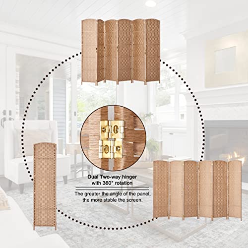 Room Divider 8 Panel Folding Privacy Screen 6ft Portable Light Beige k7