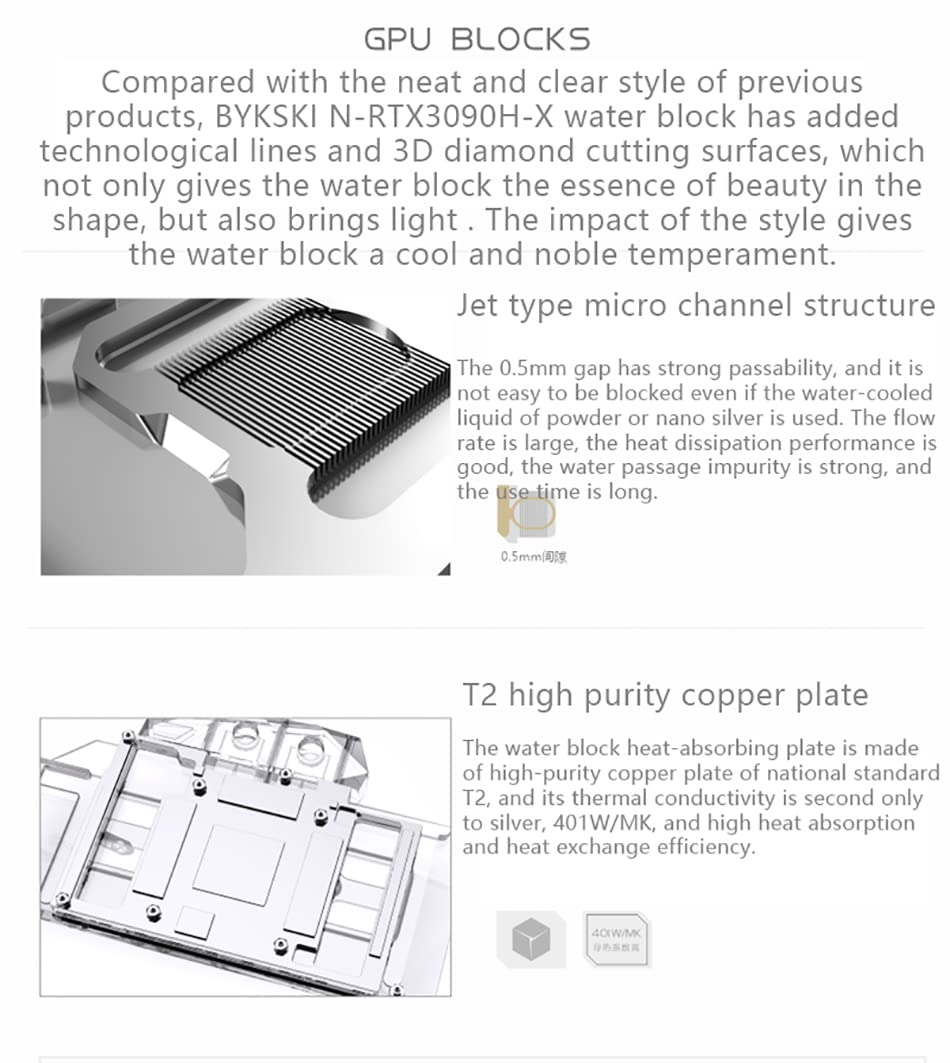 GPU Copper Water Cooling Block for RTX 3090 3080 FTW3 Ultra A7