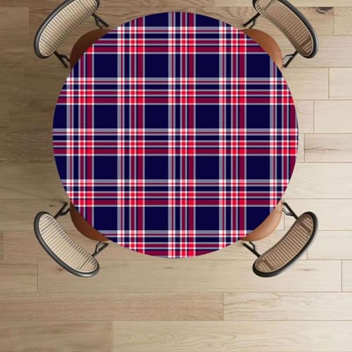 Multicolor Tartan Fitted Round Tablecloth 45-50 Inch A7