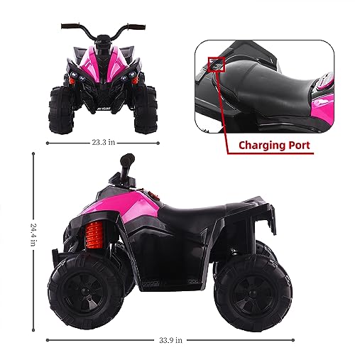 Kids 12V Ride On ATV Car with LED Headlight, Red 7q