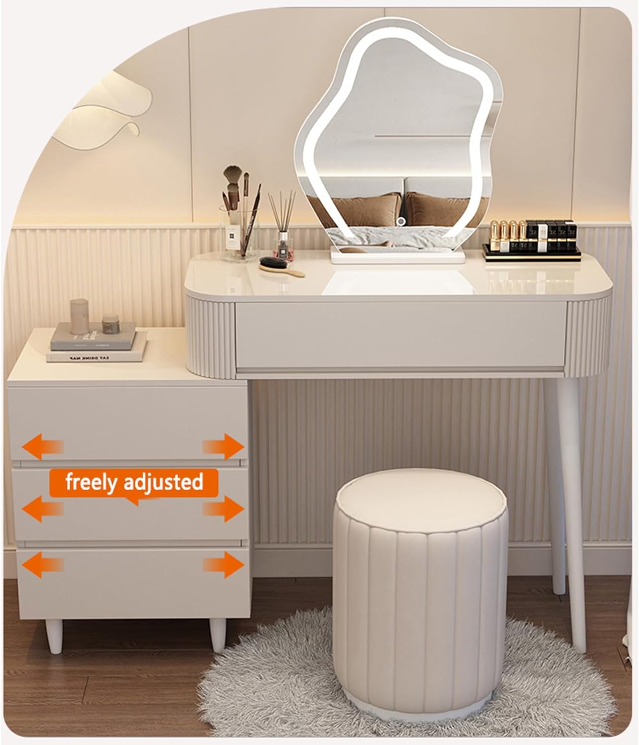 Makeup Vanity Table with Lighted Mirror, 3 Lighting Modes A7